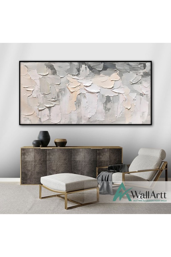 Powder n Grey Abstract 3d Heavy Textured Partial Oil Painting